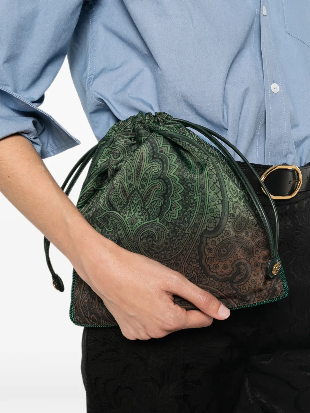 ETRO Rugzak met paisley-print en trekkoord Groen