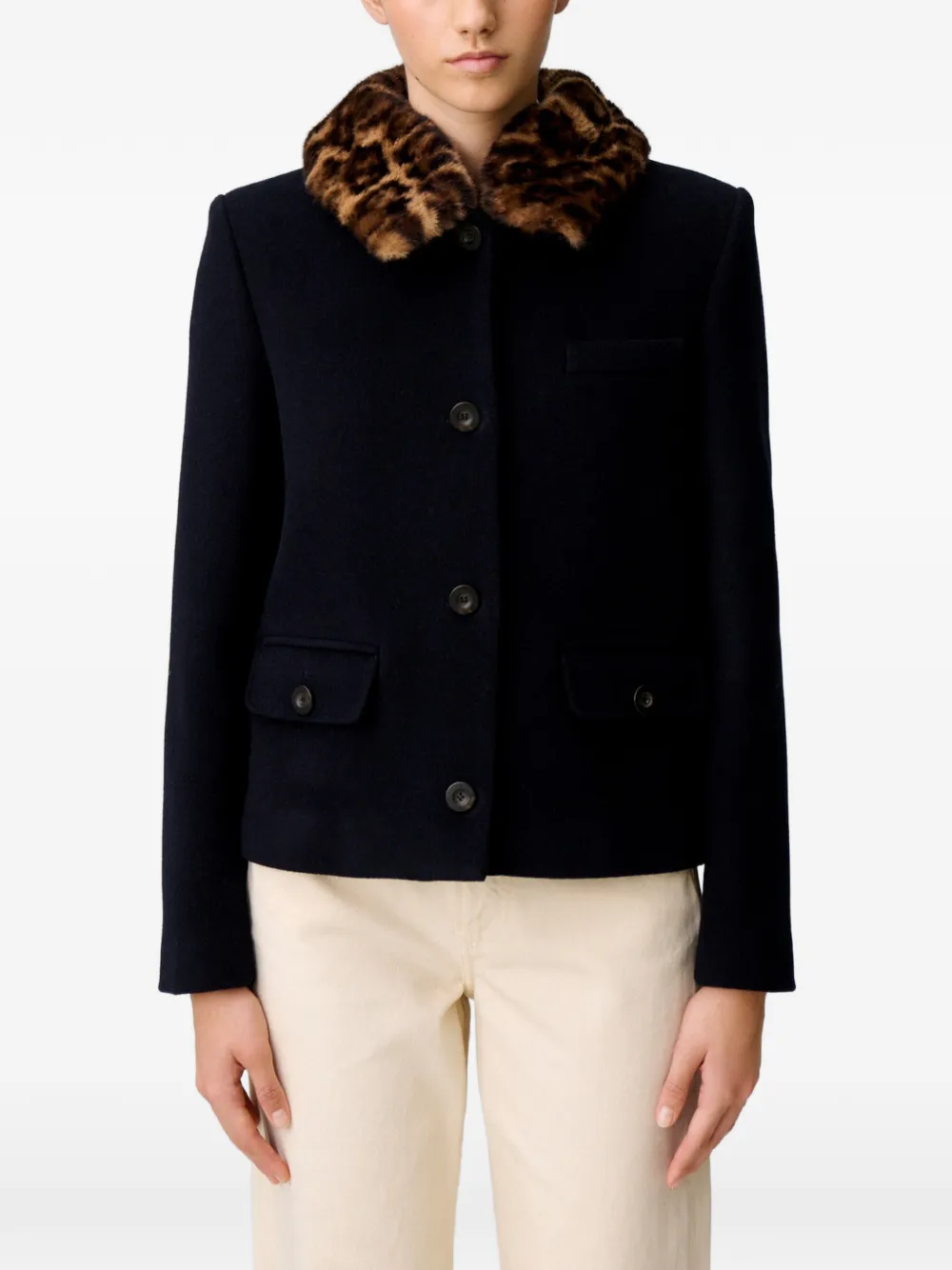Claudie Pierlot Korte jas van wolblend Blauw