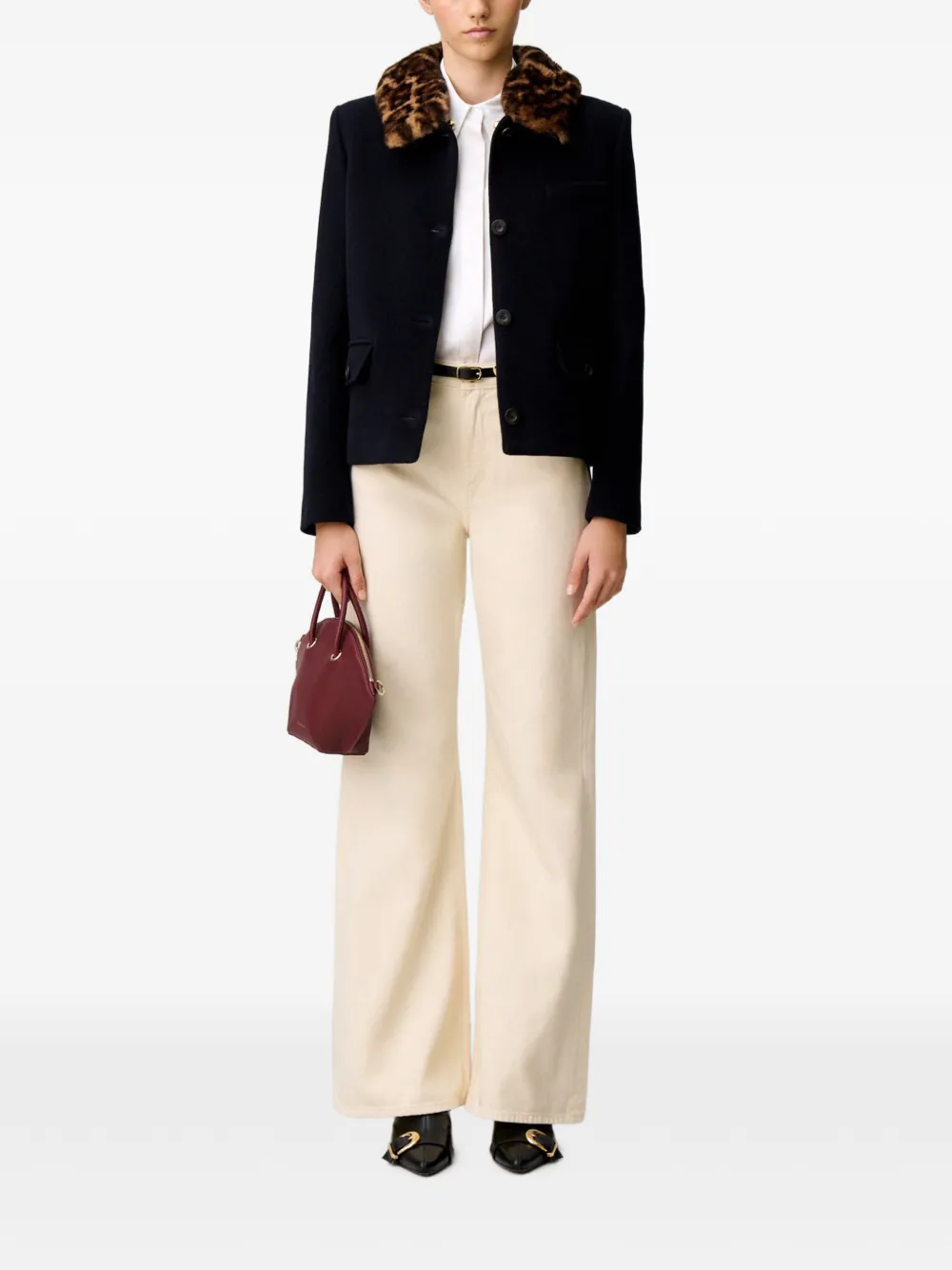 Claudie Pierlot Korte jas van wolblend Blauw