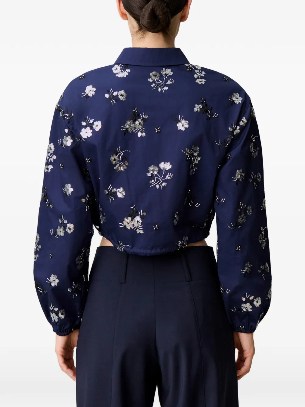 Claudie Pierlot Blouse met geborduurde bloemen en pailletten Blauw