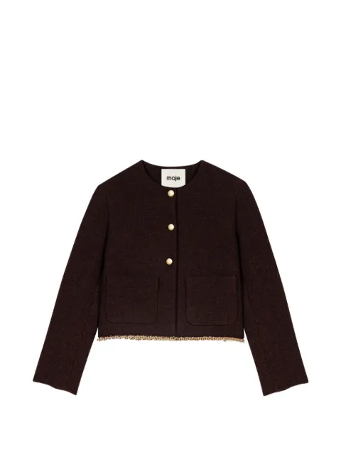 Maje chain-trim collarless cropped jacket