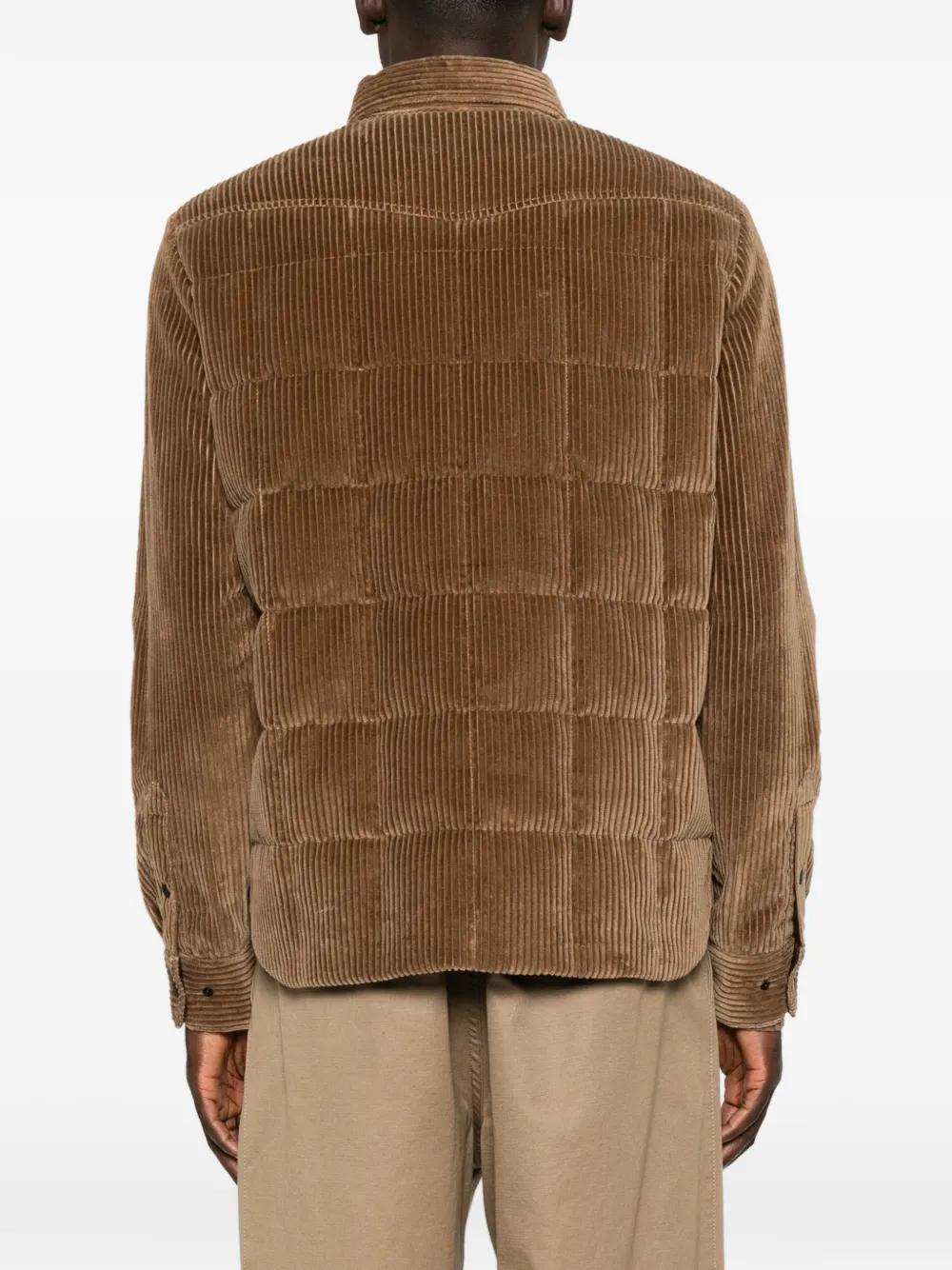 Moncler Grenoble Gelt gewatteerd ribfluwelen jack Bruin