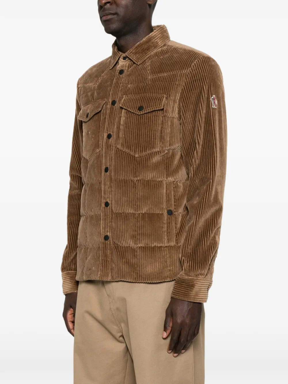 Moncler Grenoble Gelt gewatteerd ribfluwelen jack Bruin