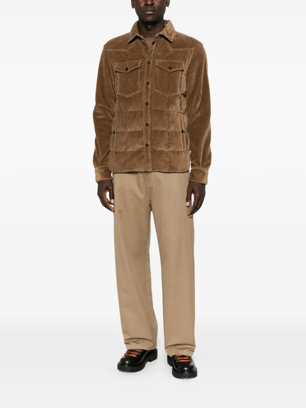 Moncler Grenoble Gelt gewatteerd ribfluwelen jack Bruin