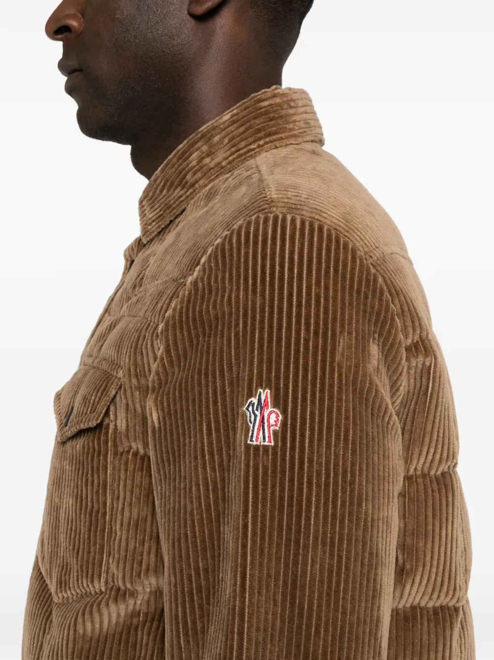 Moncler Grenoble Gelt gewatteerd ribfluwelen jack Bruin
