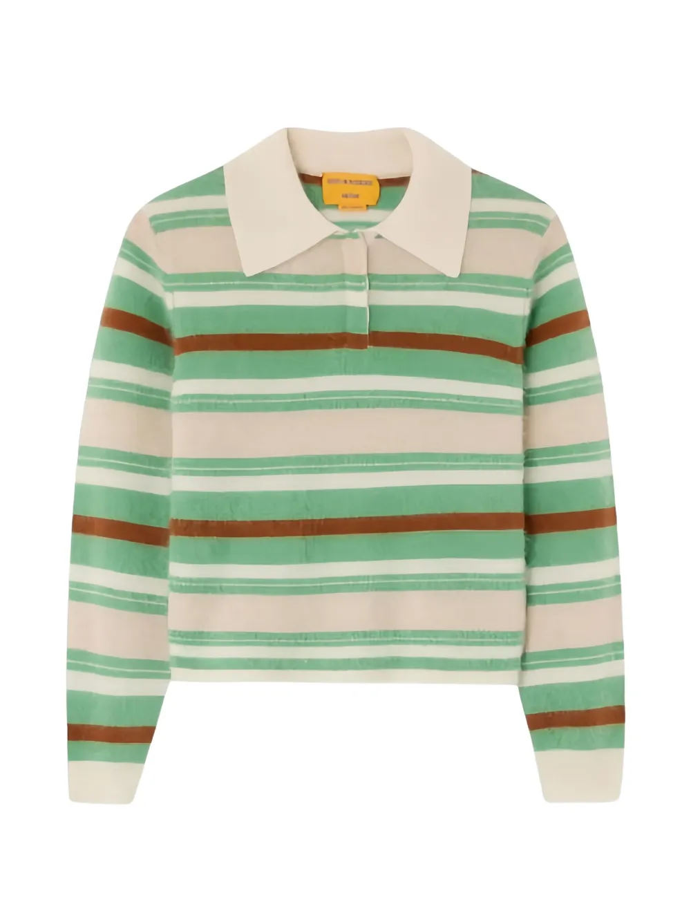 Guest In Residence striped polo-collar sweater · M