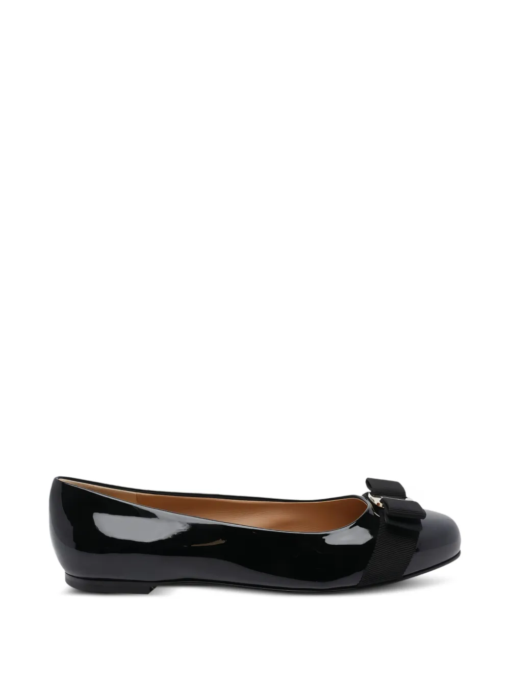 Ferragamo Vara bow patent-leather ballet flats - Nero