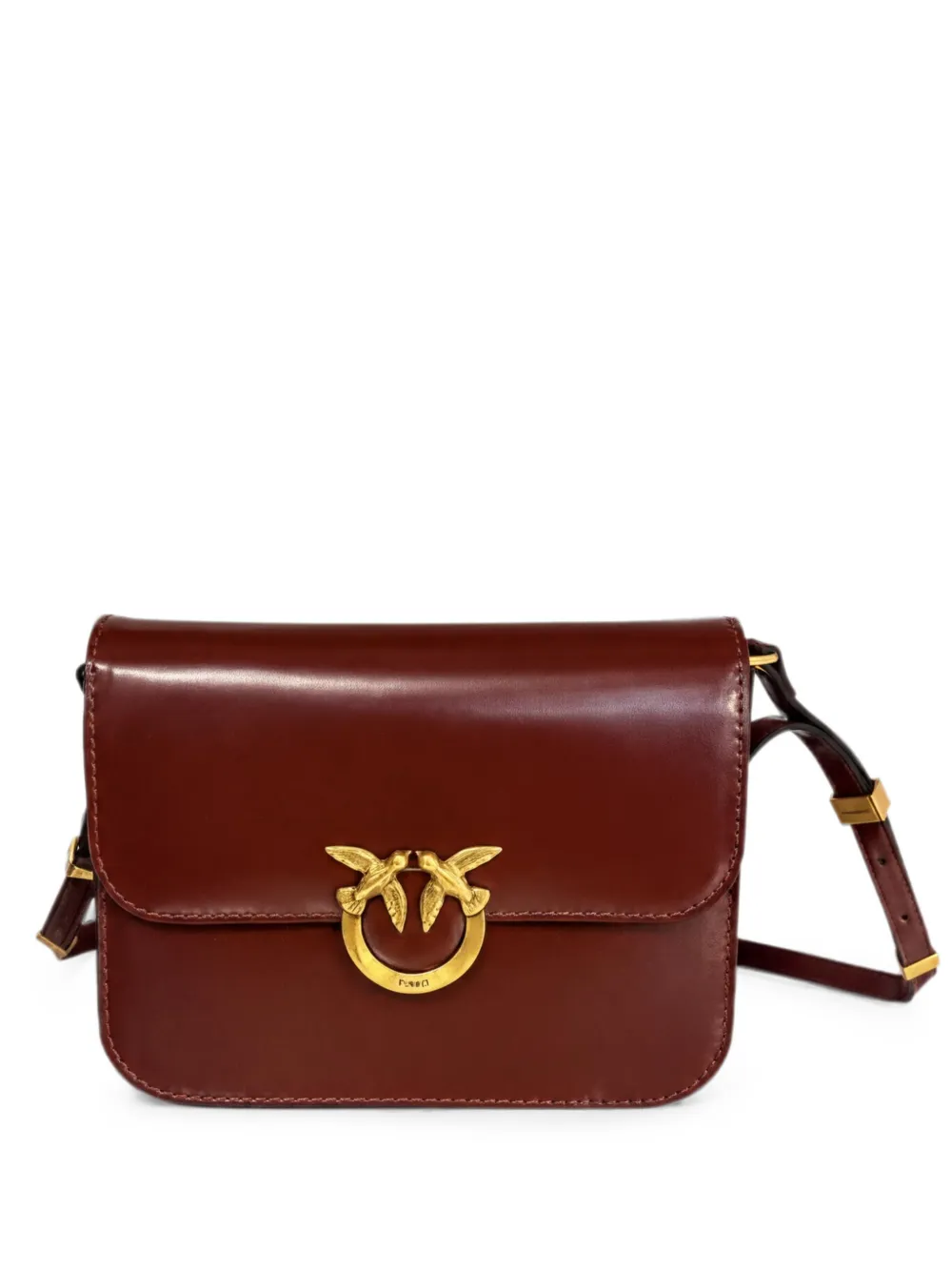 PINKO Love Birds leather crossbody bag - Marrone