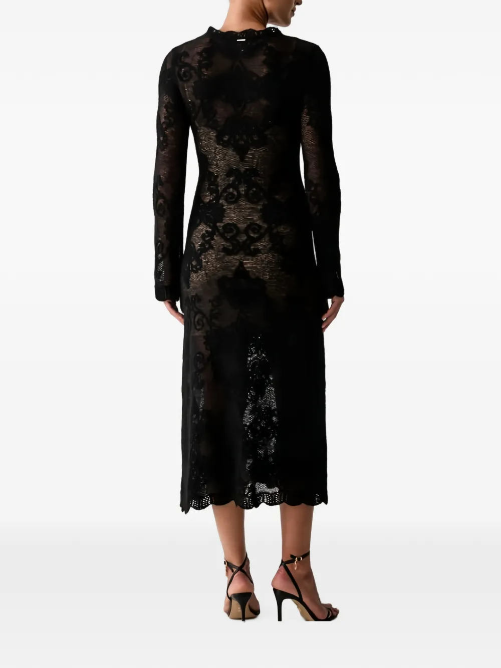 TWINSET Lange gebreide jurk van alpacablend met jacquard Zwart