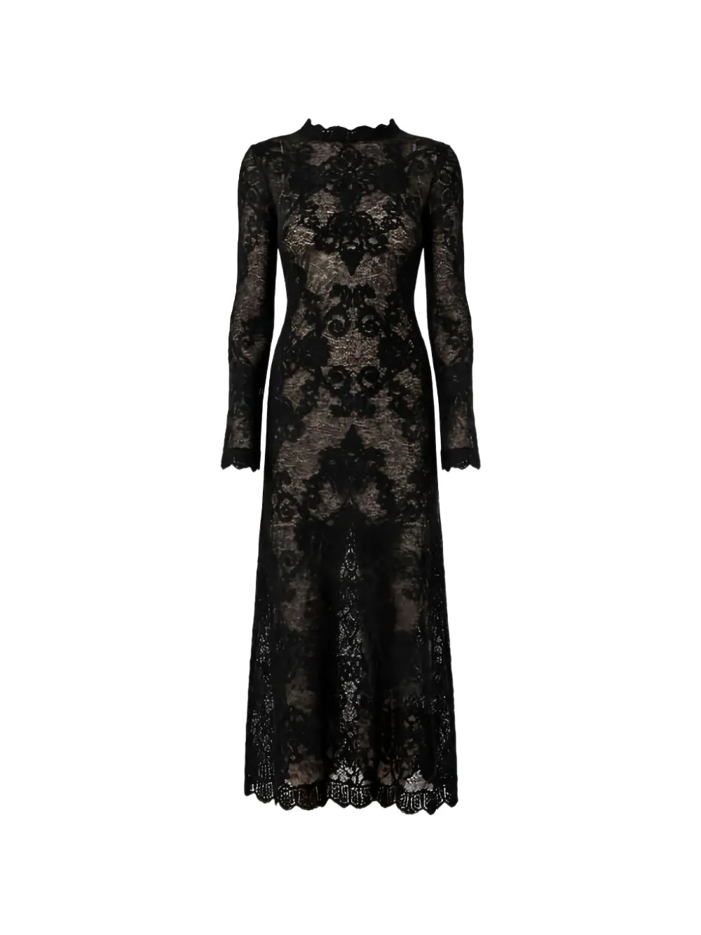TWINSET robe longue en jacquard en maille d'alpaga mélangé - Noir TWINSET robe longue en jacquard en maille d'alpaga mélangé - Noir