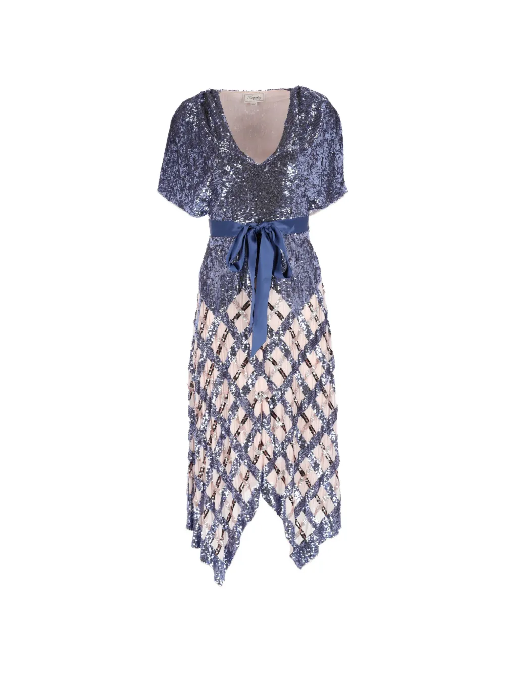 Temperley London Akiko belted sequined midi dress - Blu