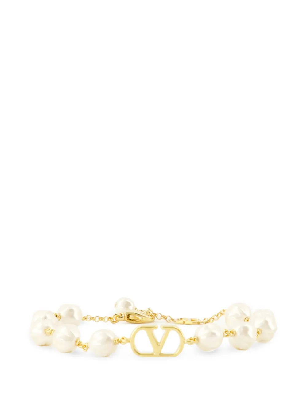 Valentino Garavani VLogo Signature pearl-embellished bracelets - Oro