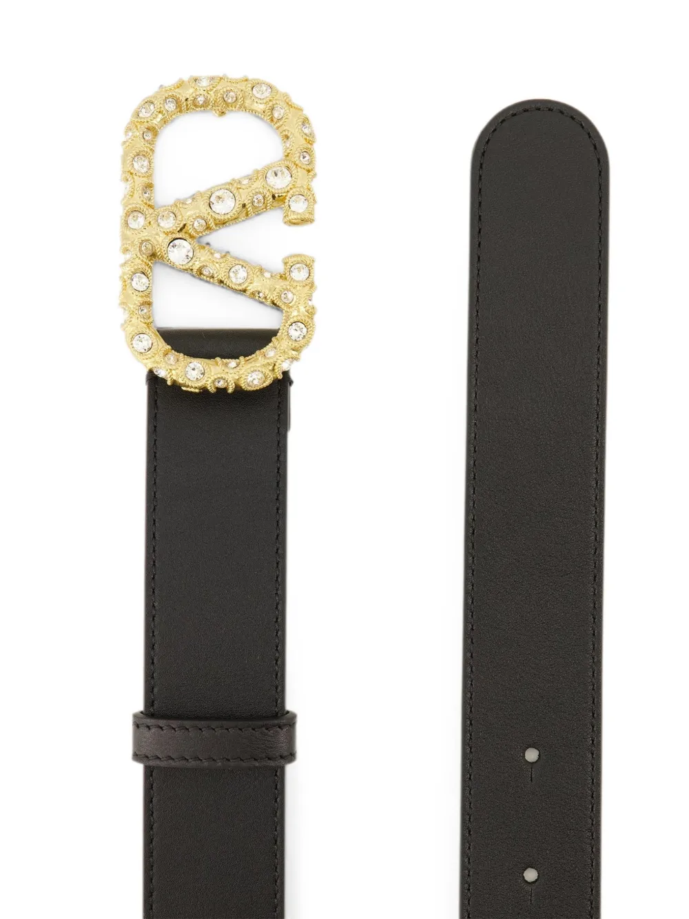Valentino Garavani VLogo riem met Swarovski-kristallen Zwart