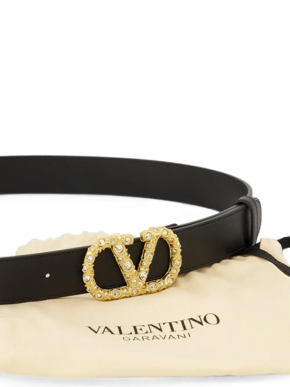Valentino Garavani VLogo riem met Swarovski-kristallen Zwart