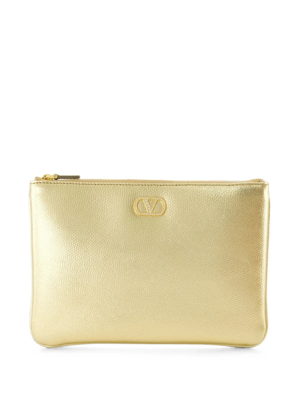 Valentino Garavani VLogo Signature crystal-embellished clutch bag - Gold