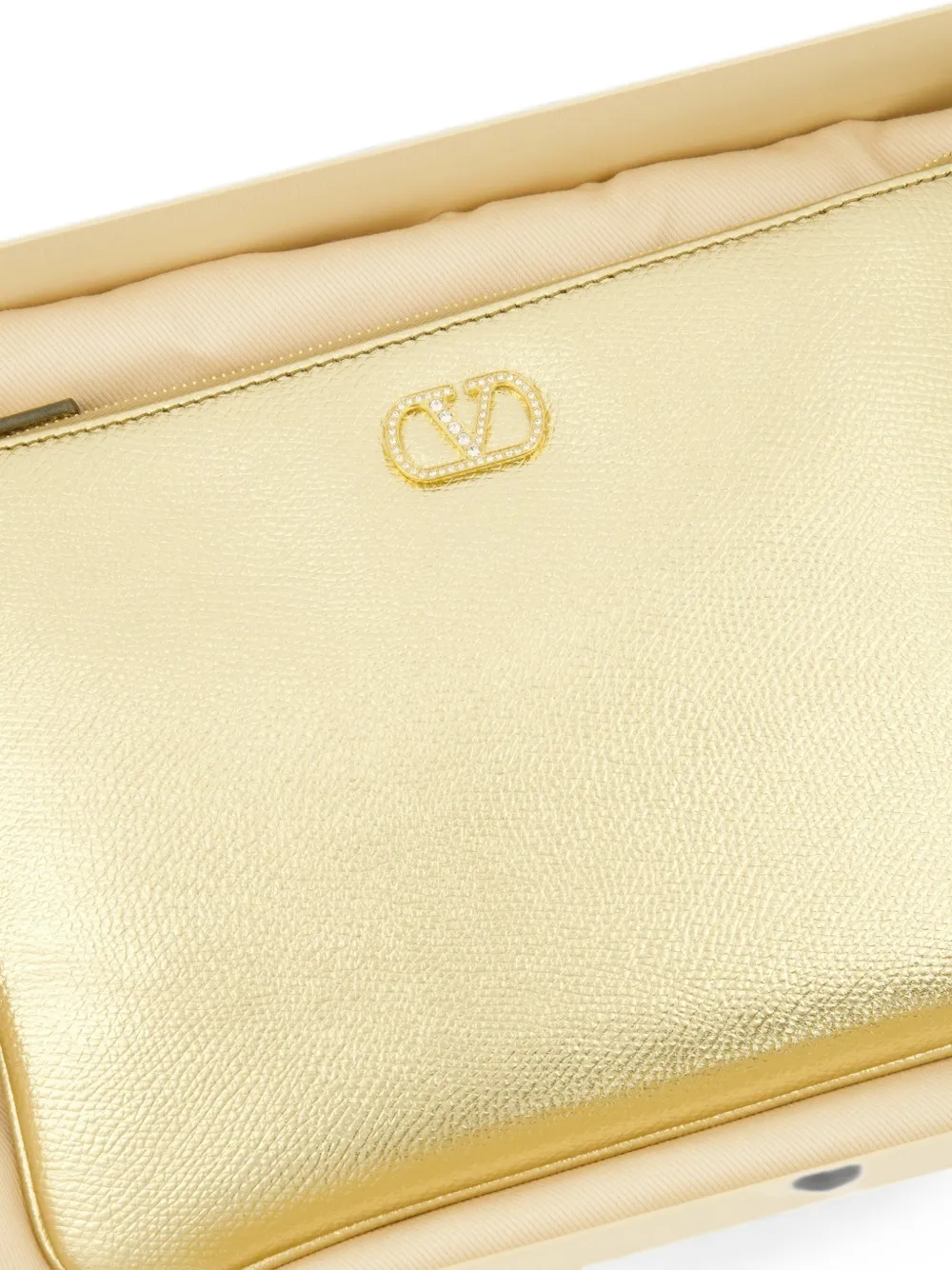 Valentino Garavani VLogo Signature clutch verfraaid met kristallen Goud