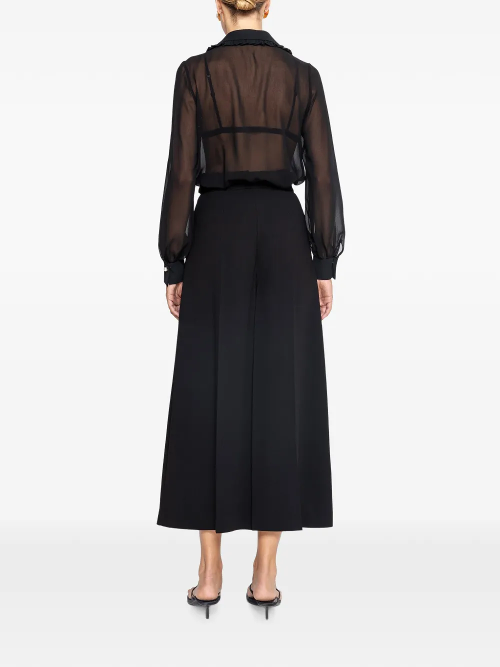 NISSA Chiffon blouse met pareldetail Zwart