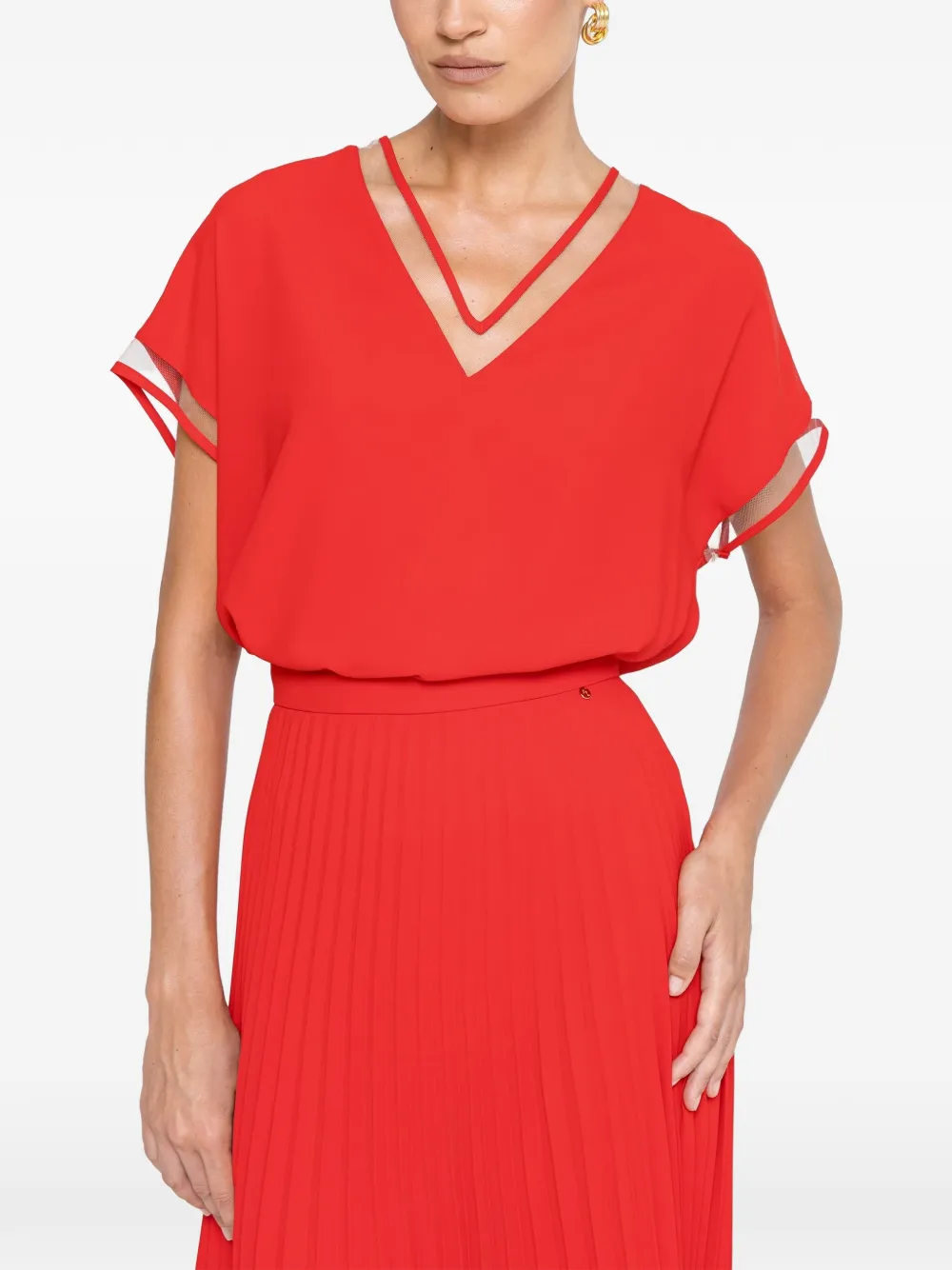 NISSA Top met V-hals Rood