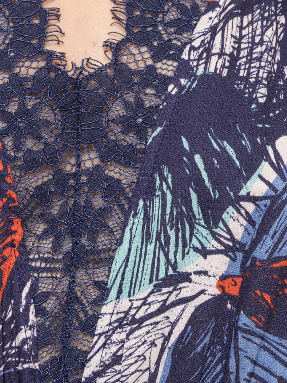 NISSA Viscose midi-jurk met kanten detail Blauw
