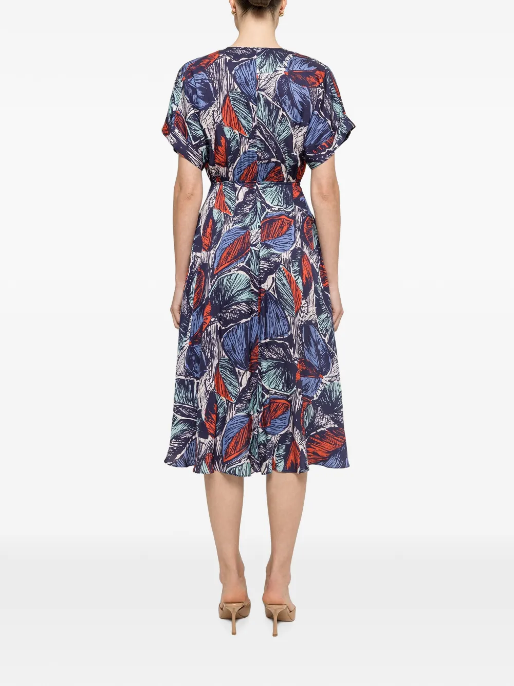 NISSA Viscose midi-jurk met kanten detail Blauw
