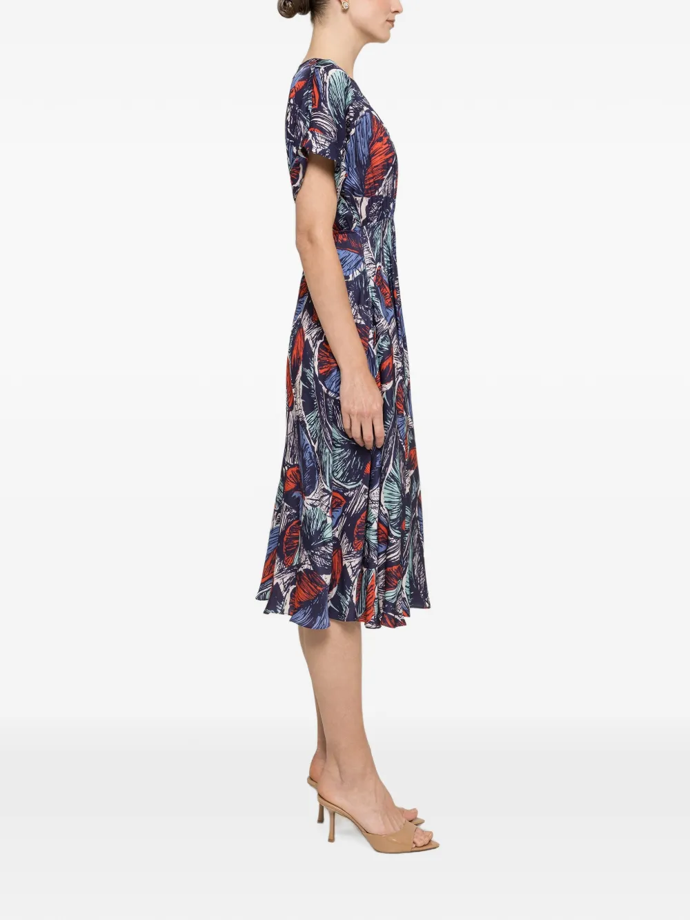 NISSA Viscose midi-jurk met kanten detail Blauw