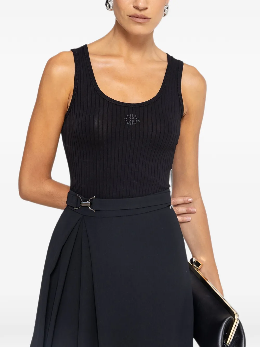 NISSA High waist midi-rok Zwart