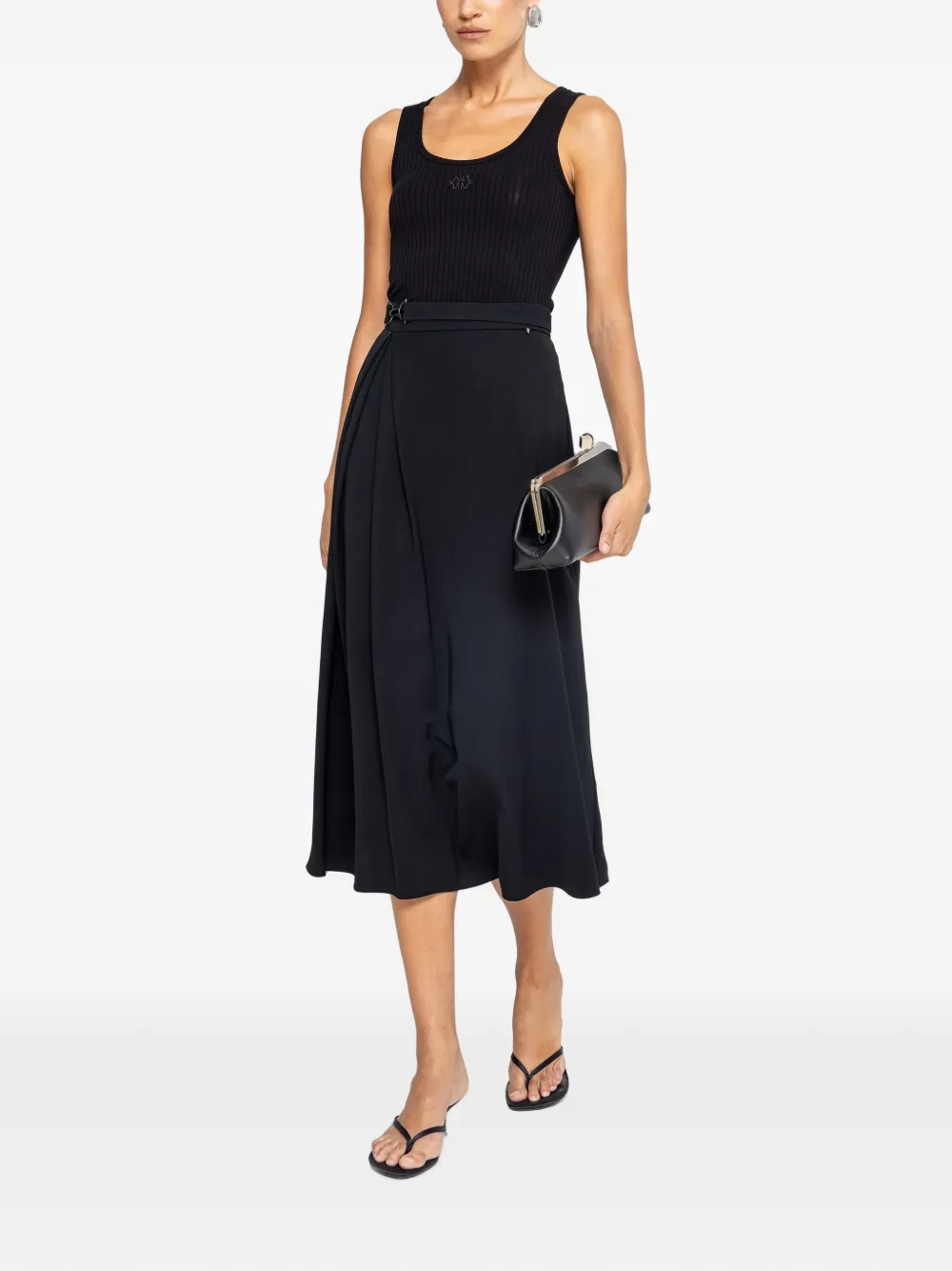 NISSA High waist midi-rok Zwart
