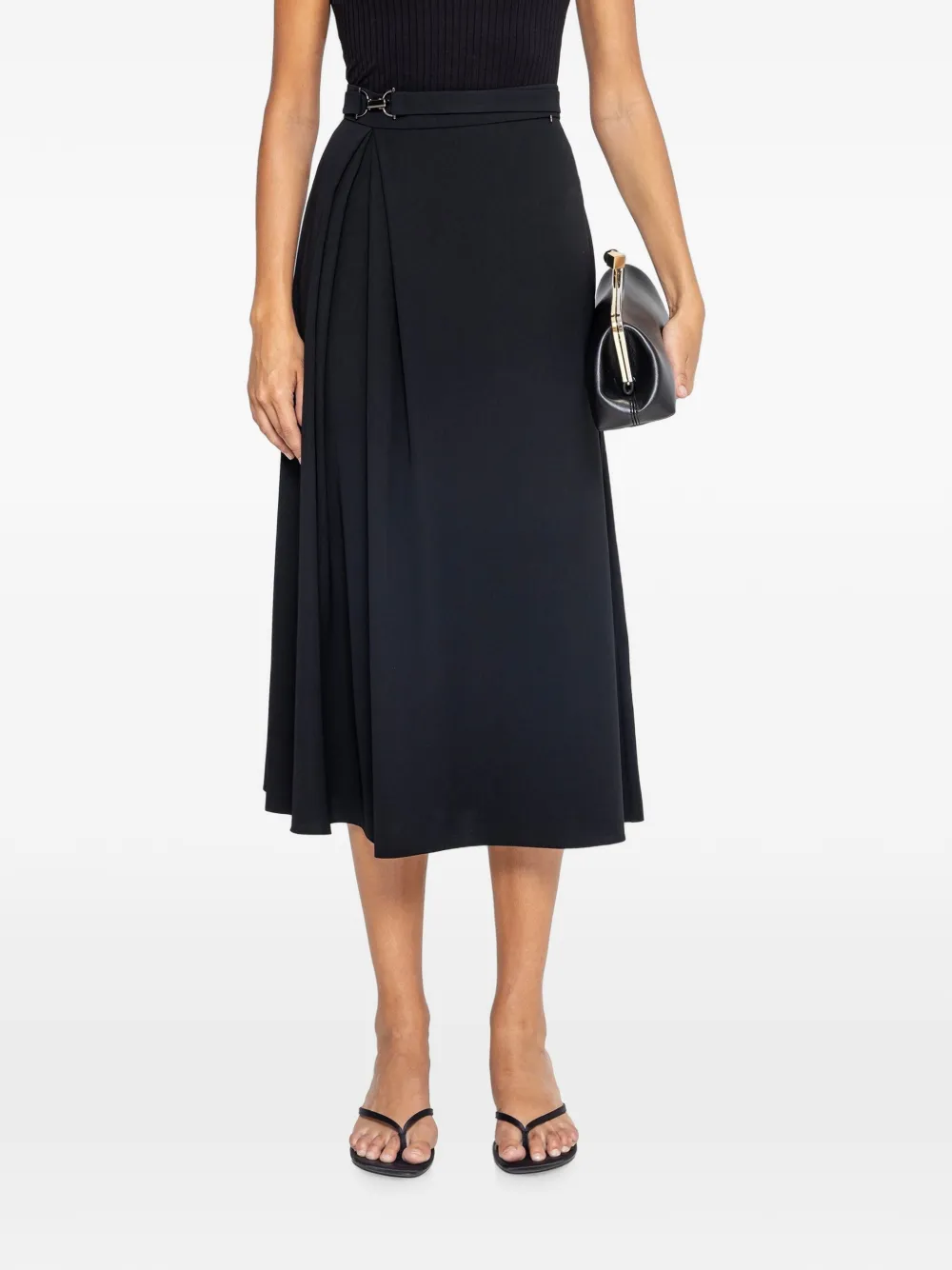 NISSA high-waisted midi skirt - Nero