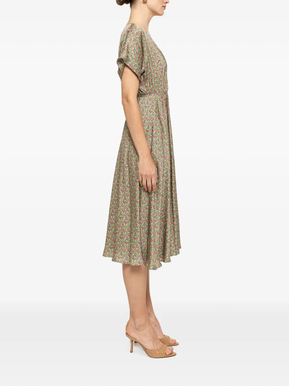 NISSA Viscose midi-jurk met kanten detail Groen