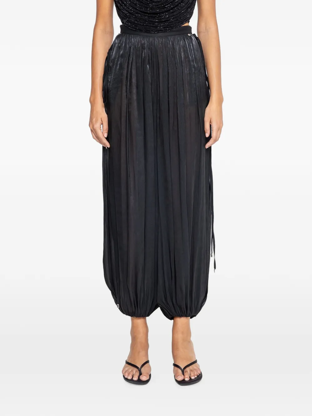 NISSA high-waisted chiffon pants - Nero