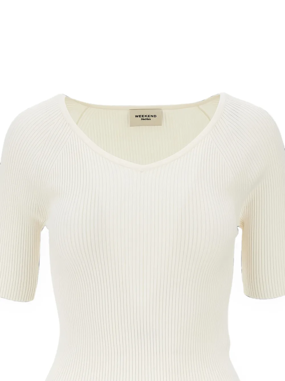 Weekend Max Mara Ribgebreide trui met korte mouwen Beige
