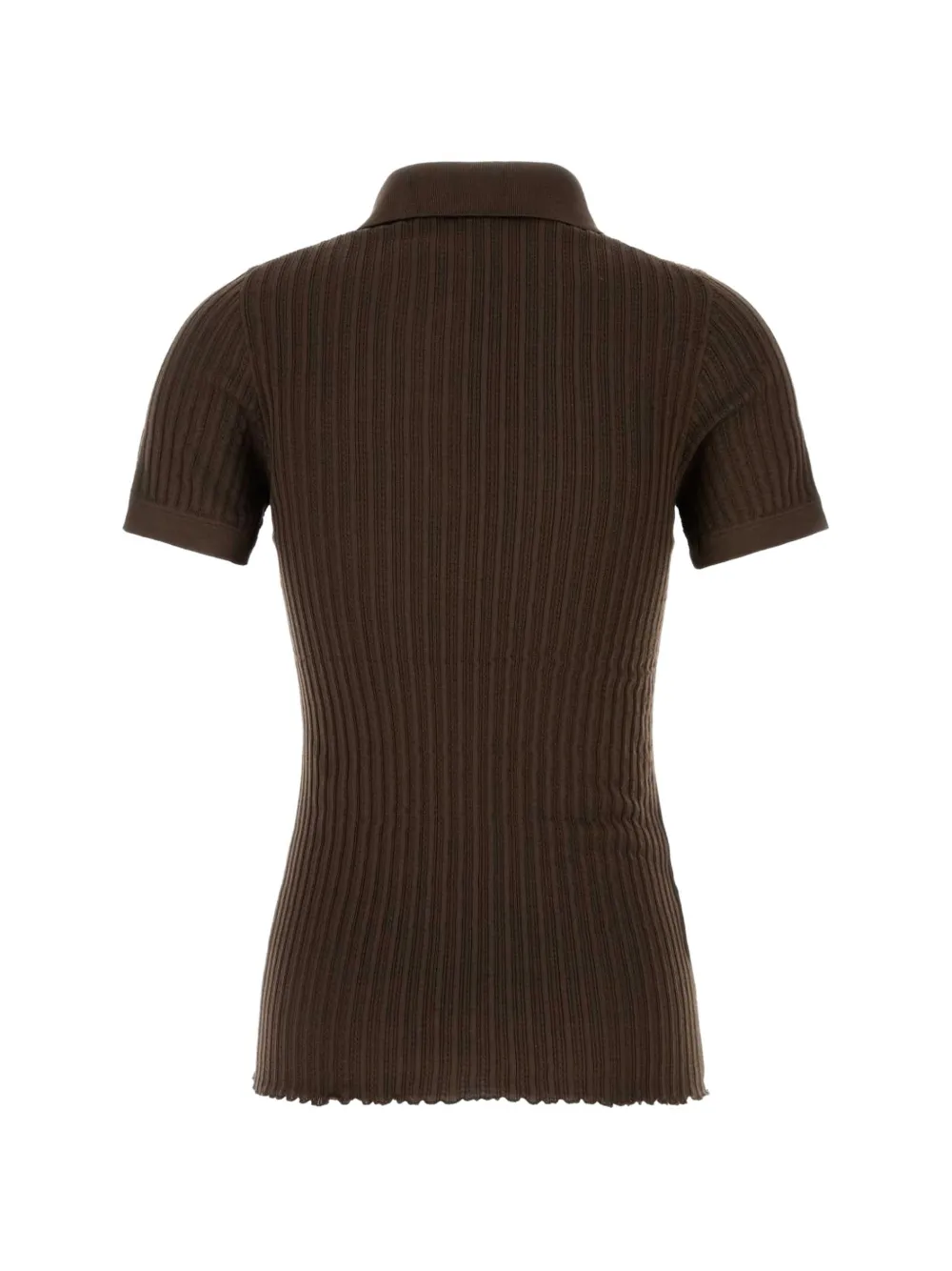 Miu Ribgebreid poloshirt Bruin