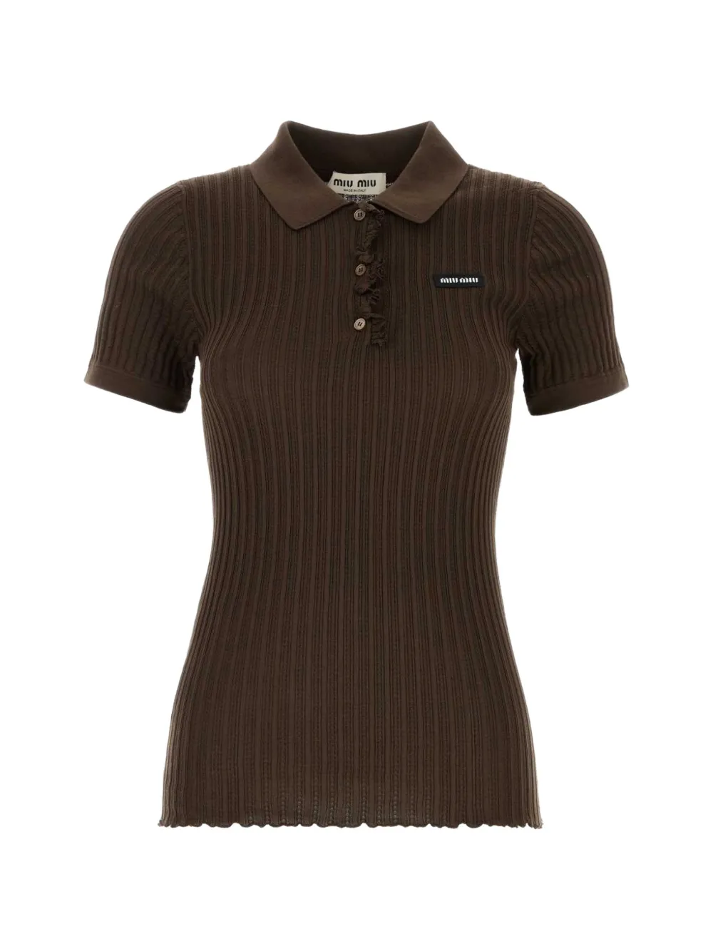 Miu Miu ribbed-knit polo shirt - Marrone