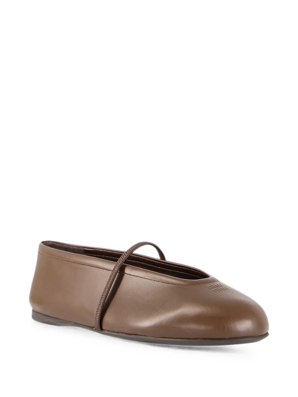 Miu elasticated-strap leather ballet flats Bruin