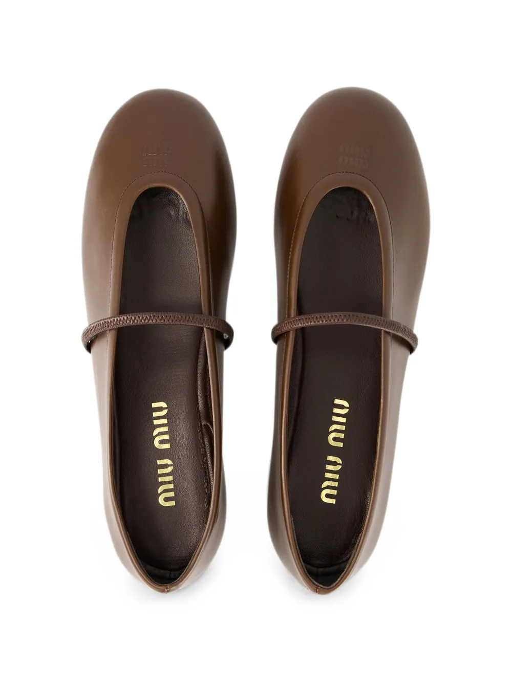 Miu elasticated-strap leather ballet flats Bruin