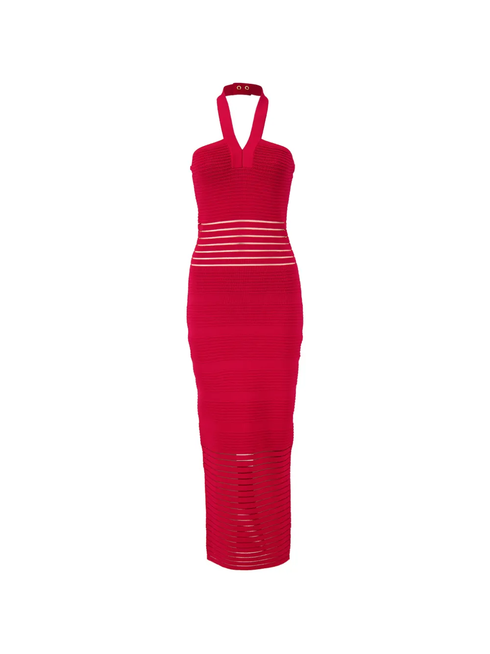 Balmain halterneck openwork-panel maxi dress - Red