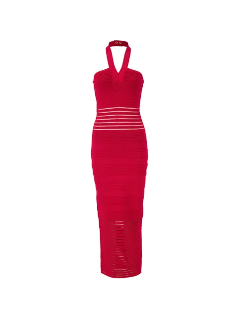 Balmain halterneck openwork-panel maxi dress