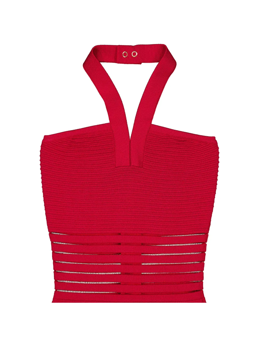 Balmain halterneck openwork-panel maxi dress Rood