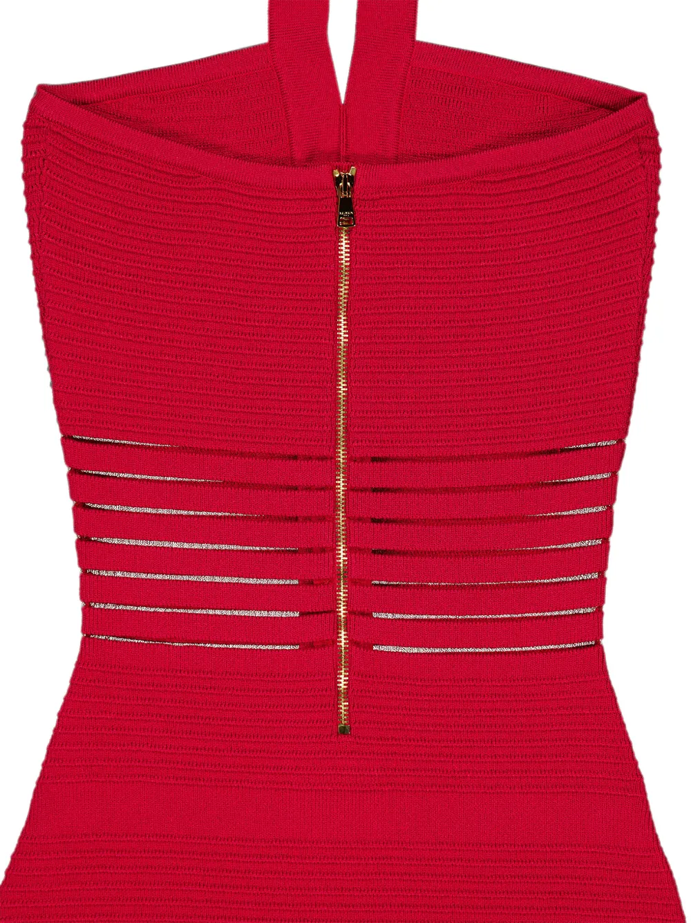 Balmain halterneck openwork-panel maxi dress Rood