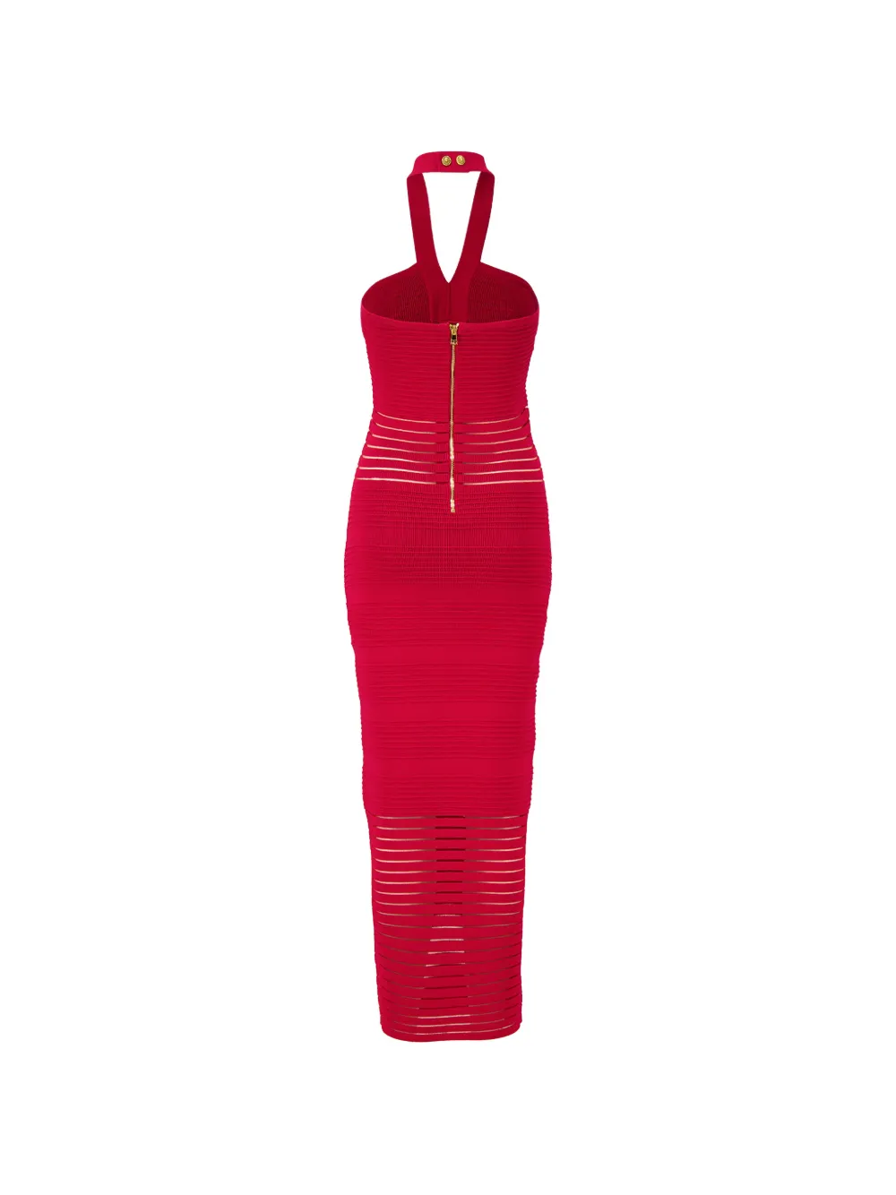 Balmain halterneck openwork-panel maxi dress Rood