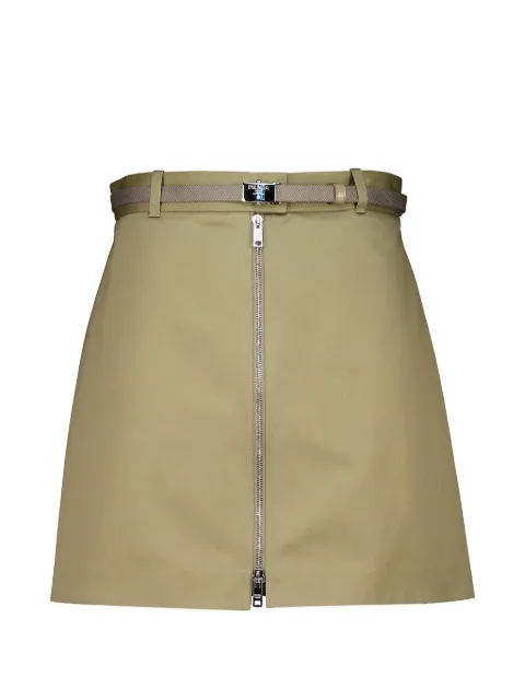 Prada belted zip-front mini skirt