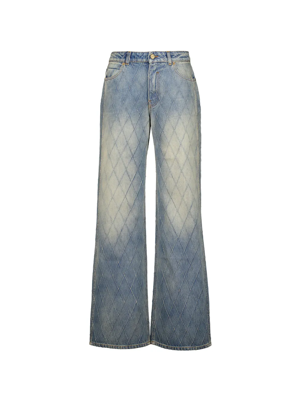 Balmain quilted faded jeans - Blu