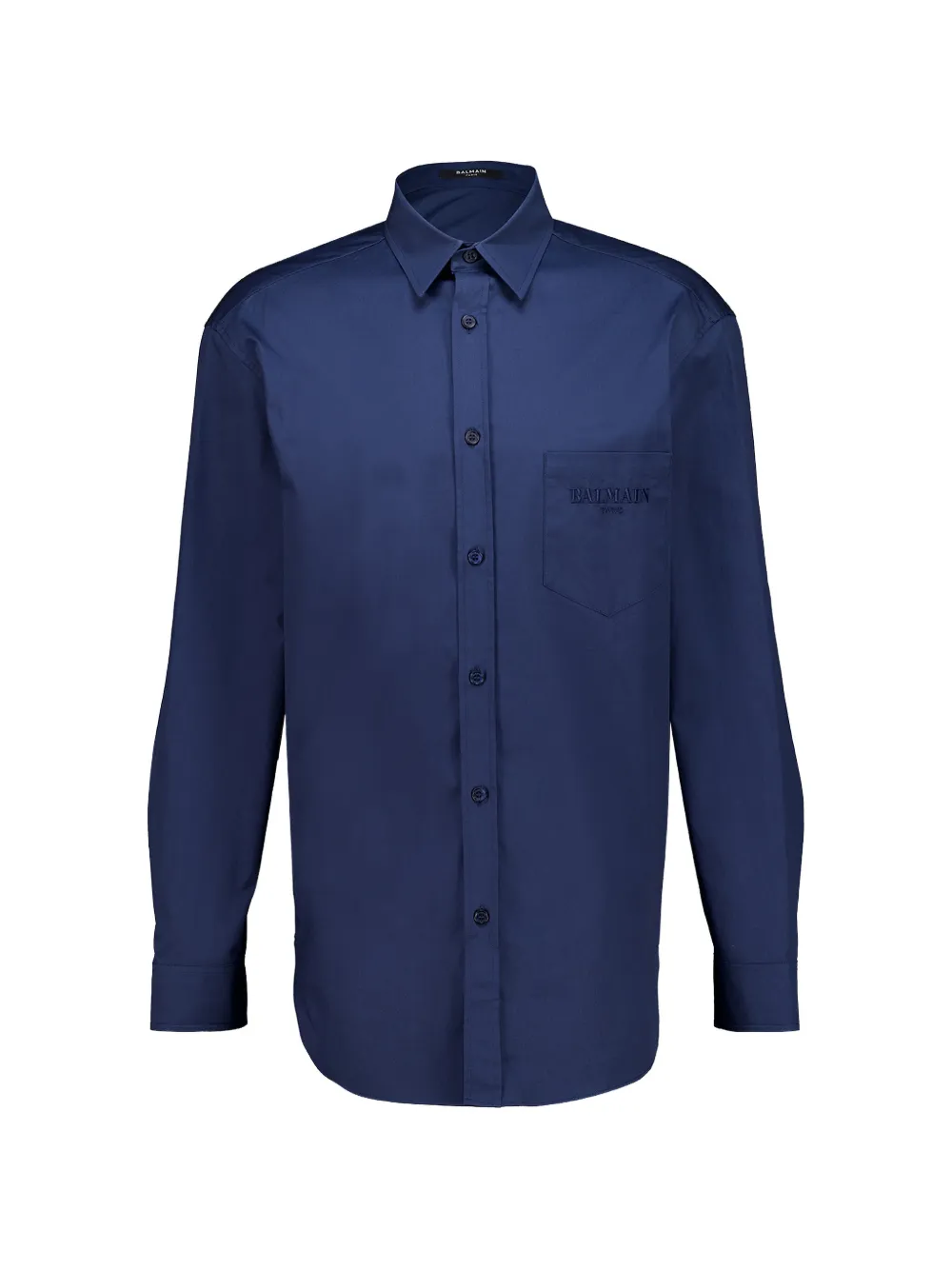 Balmain logo-embroidered chest-pocket shirt - Blu