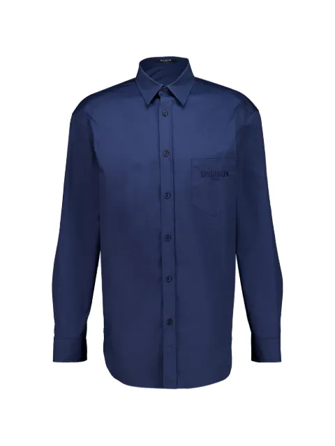 Balmain logo-embroidered chest-pocket shirt