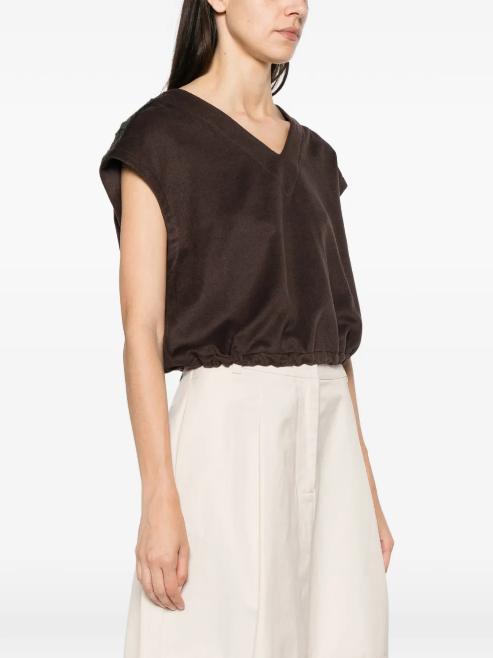 Herno Brown Polyester Modal Wool Blouse In Brown