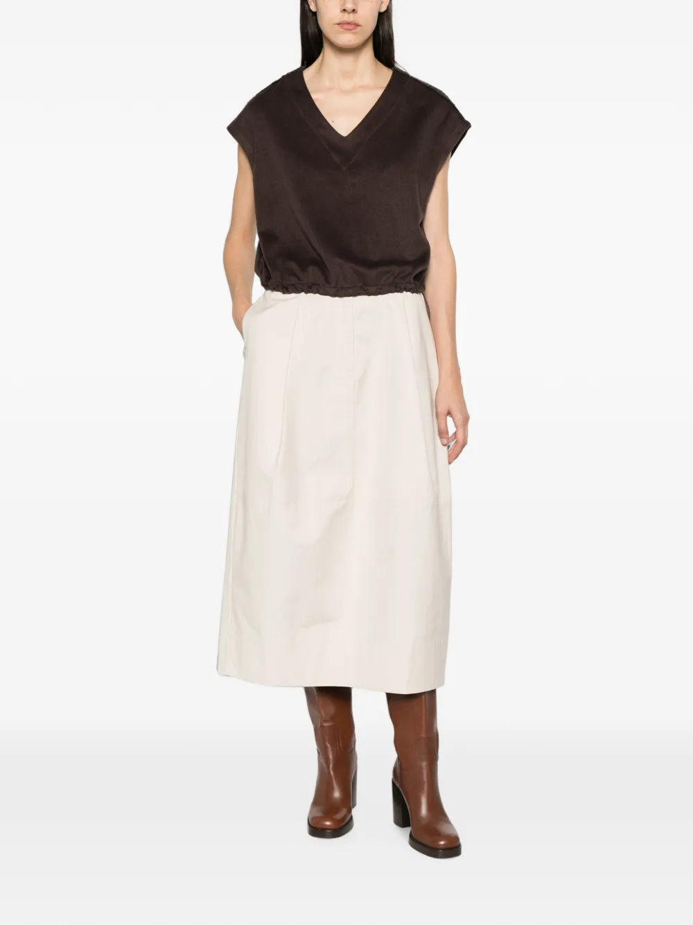 Herno Brown Polyester Modal Wool Blouse In Brown