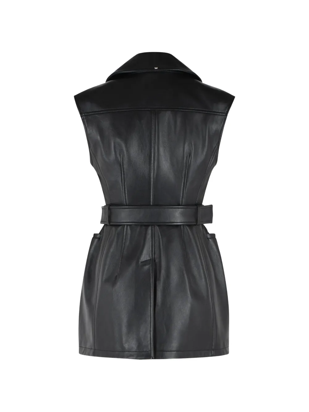 Sportmax Favella leren jack met ceintuur Zwart