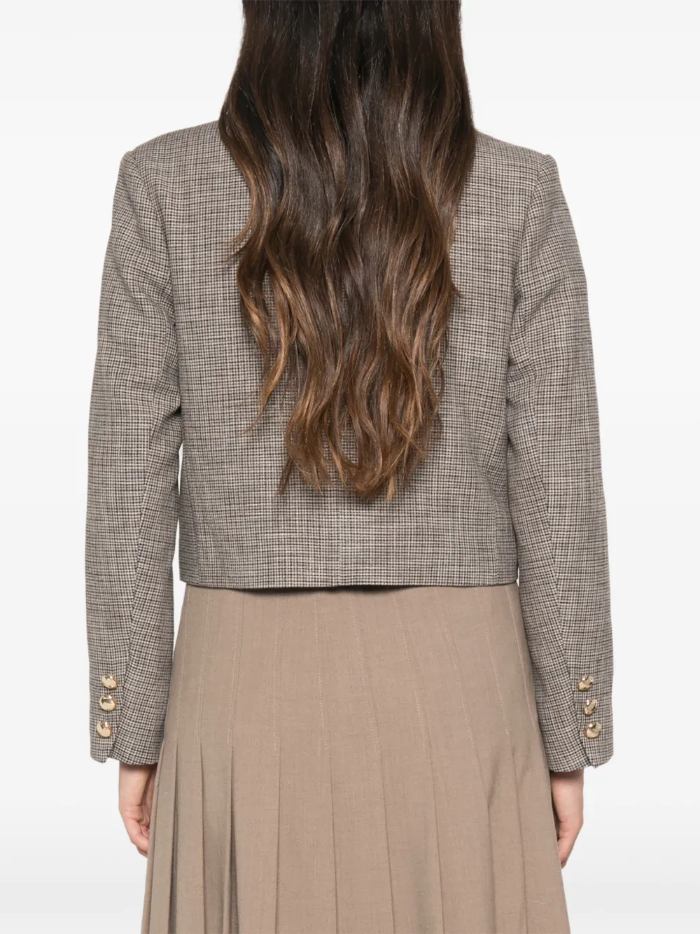 Maje Geruite cropped blazer Bruin