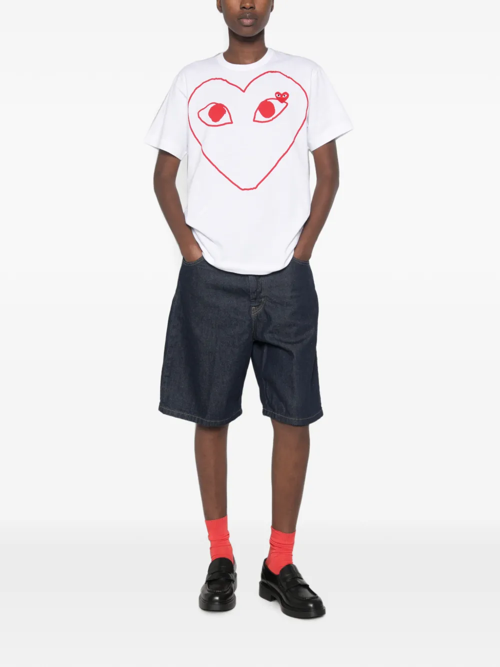 Comme Des Garçons Play T-shirt met hartprint Wit