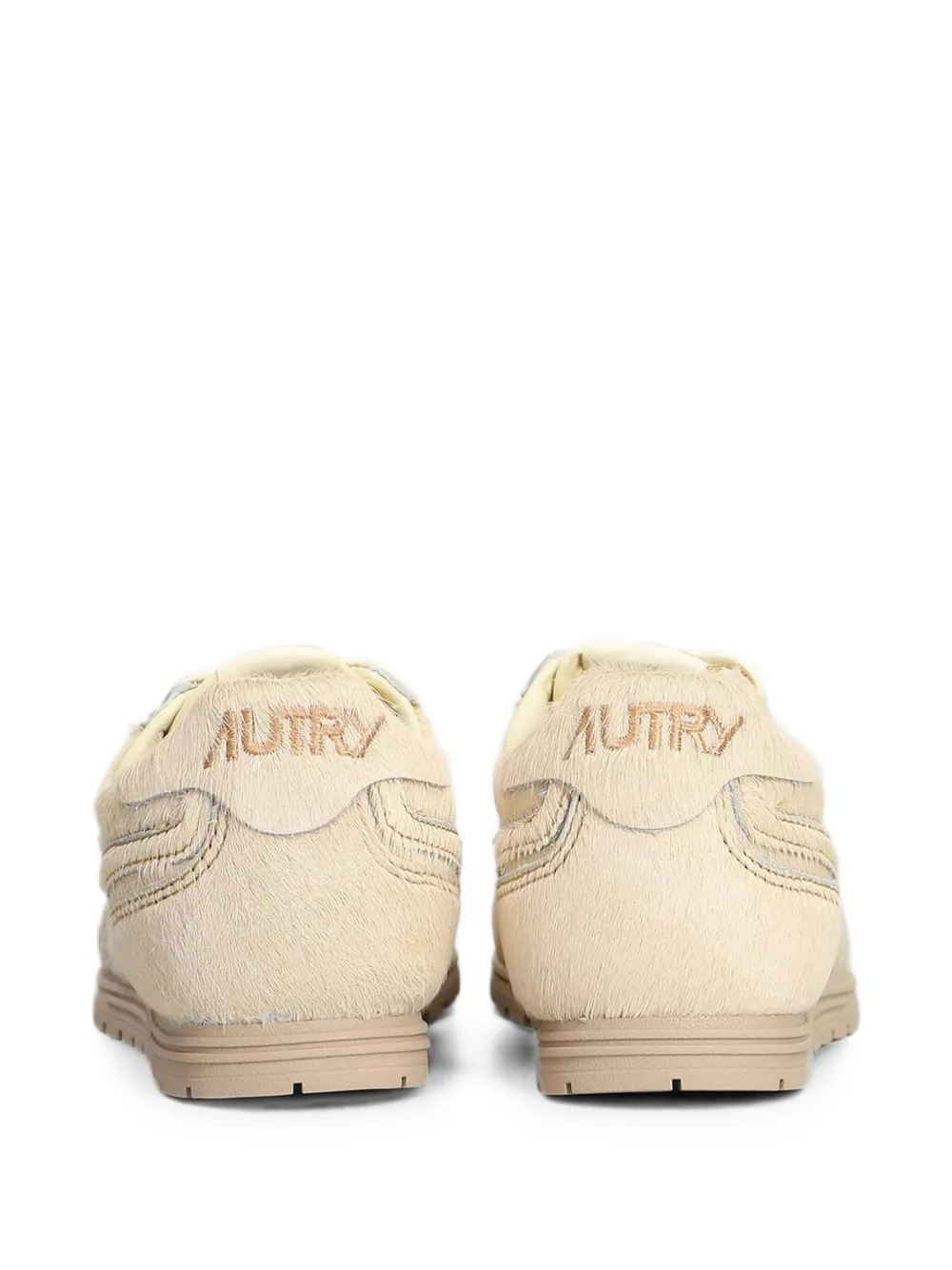 Autry Windspin pony-hair logo-patch sneakers Beige